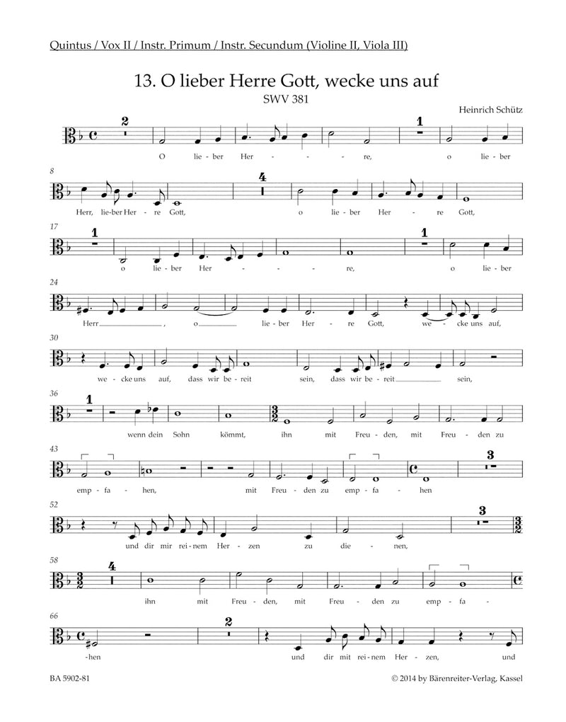 Geistliche Chor-Music SWV 381-397 [Quintus/Vox II/Instrumentum primum/Instrumentum secundum(violin 2/viola3) part]