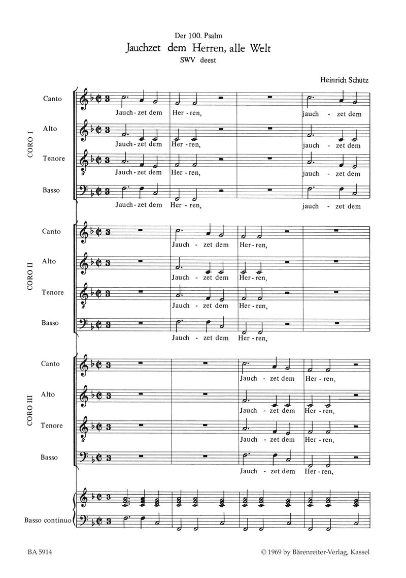 Jauchzet dem Herren, alle Welt SWV deest [合唱楽譜]