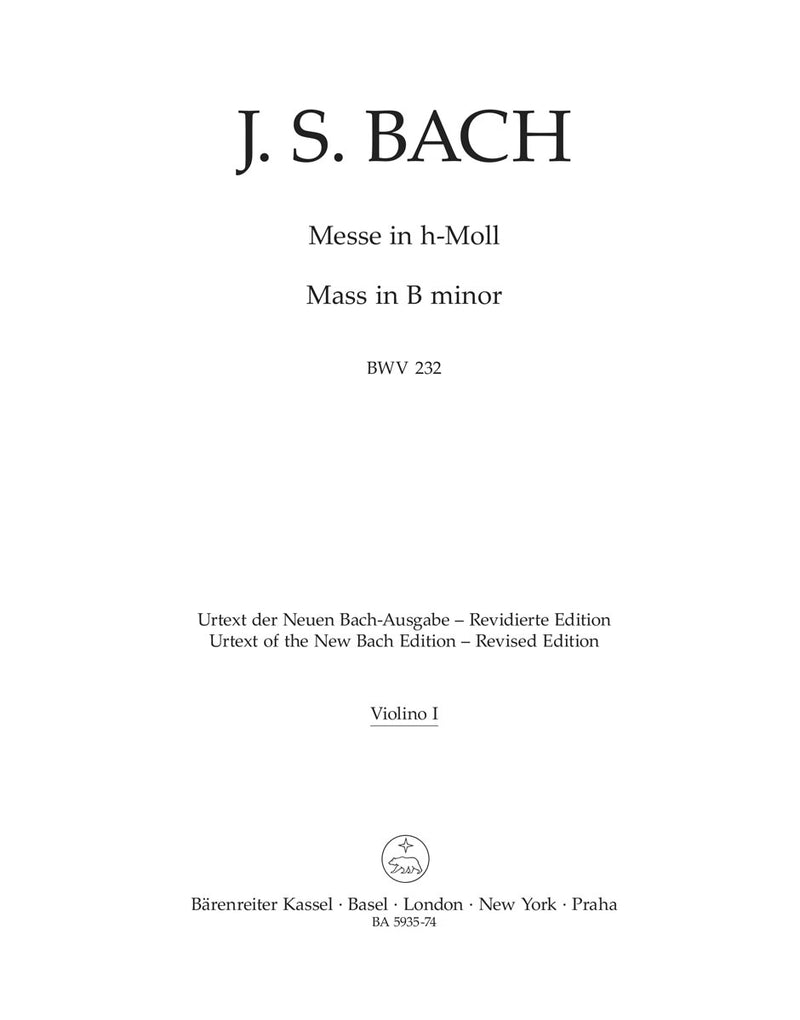 Mass B minor BWV 232 (New revised version) [violin 1 part]