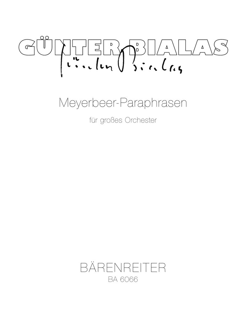 Meyerbeer-Paraphrasen für großes Orchester (1971)（ポケットスコア）