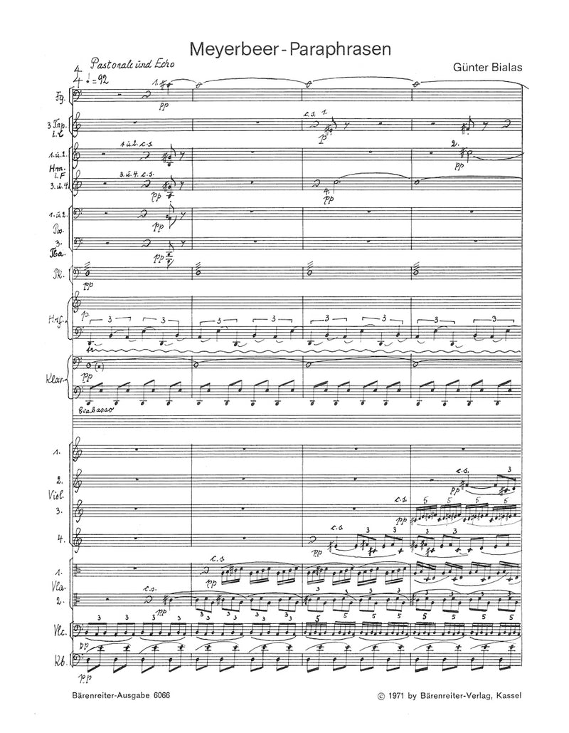 Meyerbeer-Paraphrasen für großes Orchester (1971)（ポケットスコア）