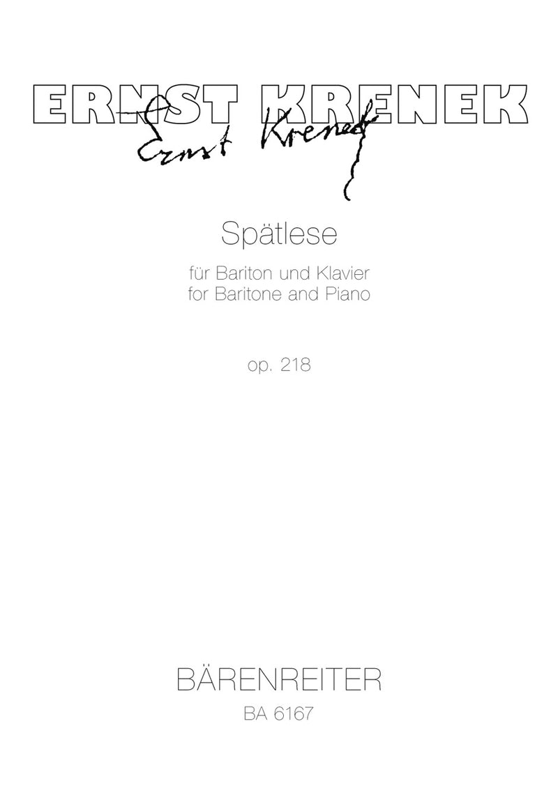 Spätlese für Bariton und Klavier op. 218 (1973) -Liederzyklus in six Teilen-