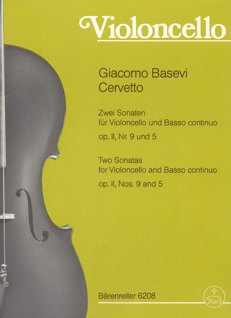 zwei Sonaten für Violoncello und Basso continuo oder 2 Violoncelli Nr. 5 und 9 (aus "12 Cello Sonatas" op. 2)