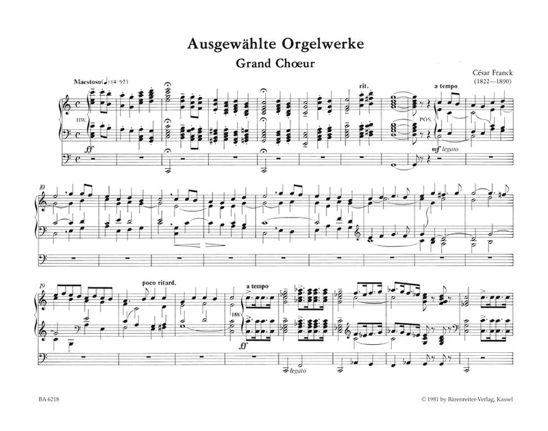 Ausgewählte Orgelwerke = Selected organ works / Franck (Bärenreiter)
