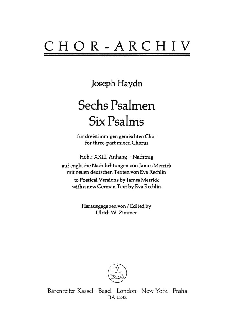Six Psalms Hob XXIII:Anhang