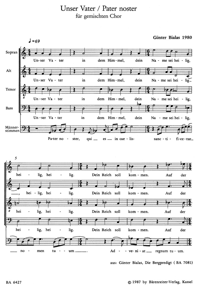 Unser Vater - Pater noster aus der "Bergpredigt" mit dem neu komponierten "Amen" (1980/1983)