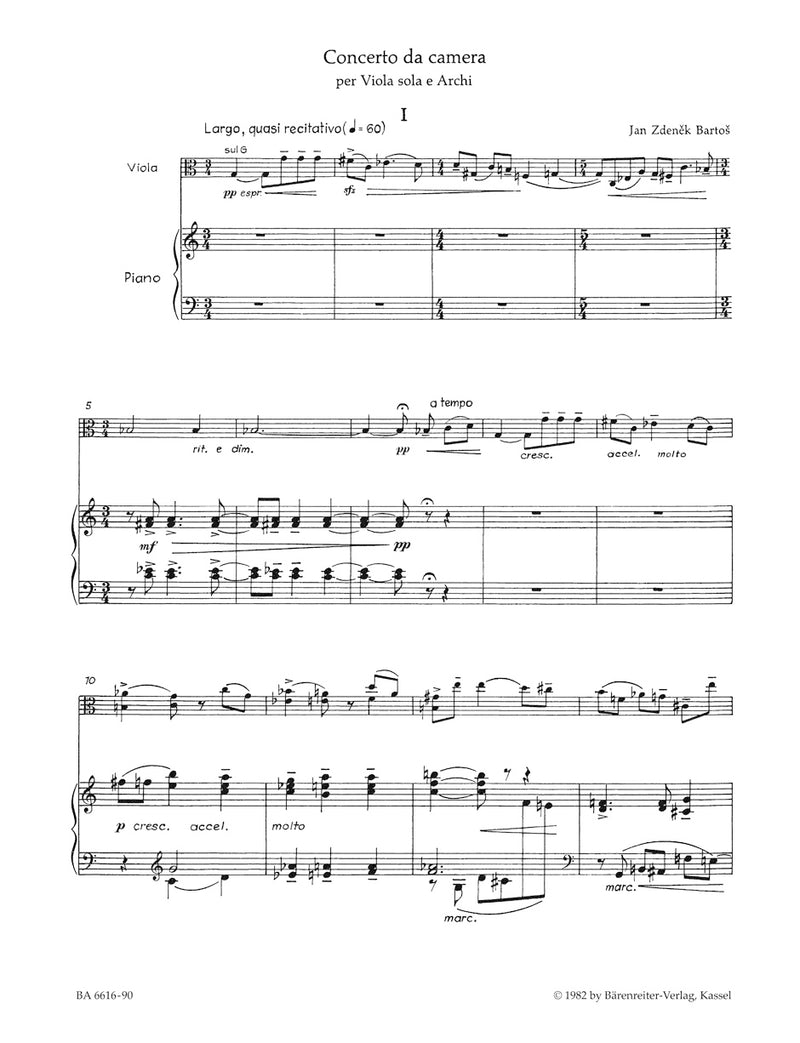 Concerto da camera für Viola und Streicher (1970)（ピアノ・リダクション）