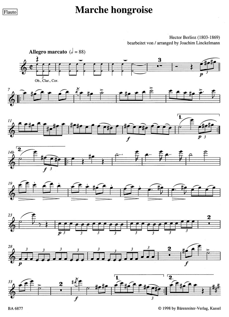Marche hongroise (Rakozy-Marsch) from "Damnation of Faust", arr. Brass Quintet [set of parts]