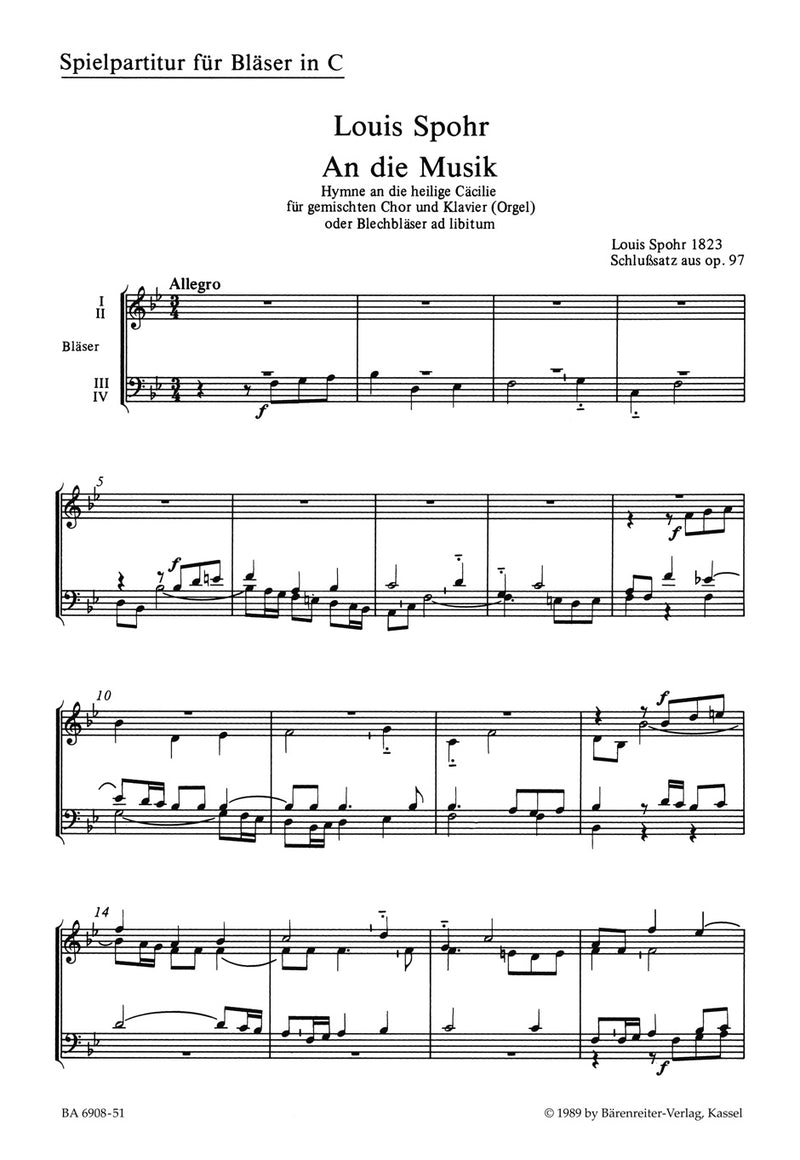 An die Musik, op. 97 (1823) [wind score]