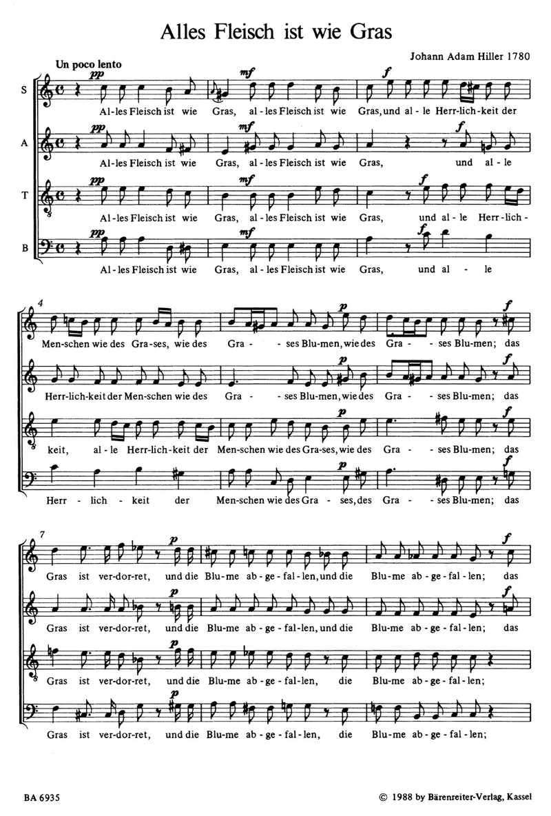 Chor-Arien, Motetten und Liedsätze