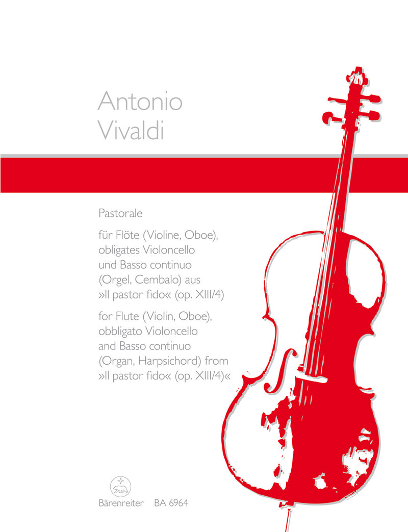 Pastorale for Flute (Violin, Oboe), obbligato Violoncello and Basso continuo (Organ, Harpsichord) -from "Il pastor fido", op. XIII/4-