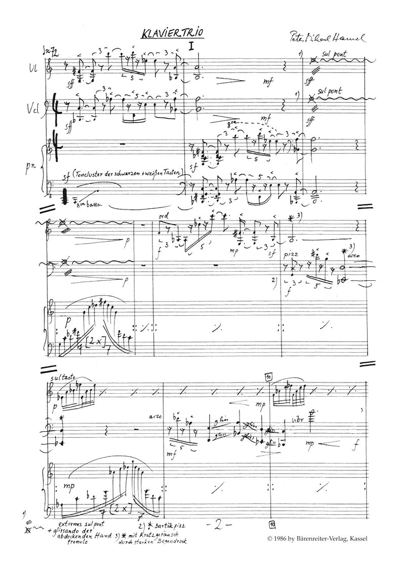 Trio für Violine, Violoncello und Klavier (1985) [score]