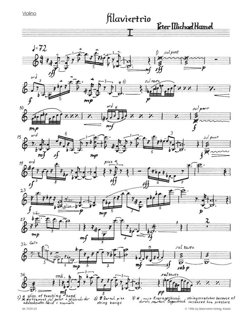 Trio für Violine, Violoncello und Klavier (1985) [set of parts]