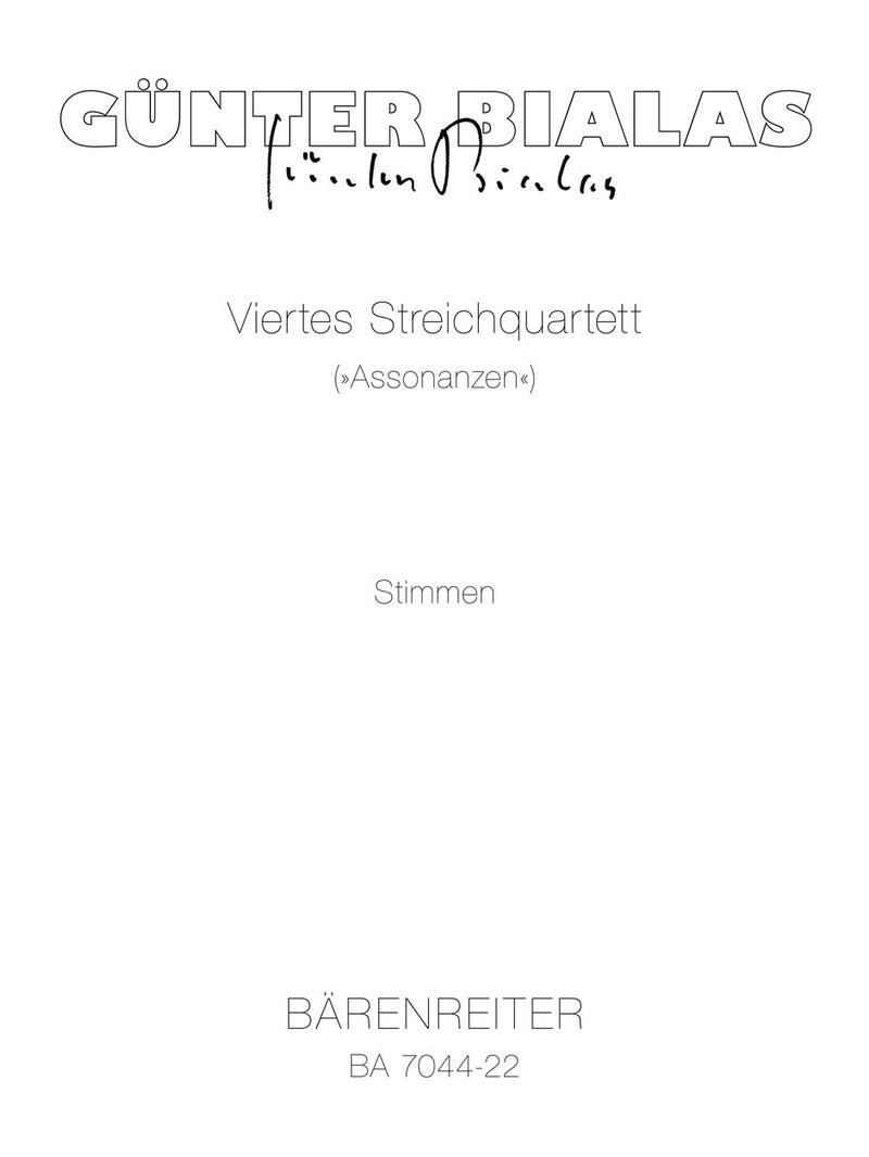 viertes String Quartet "Assonanzen" (1986) [set of parts]