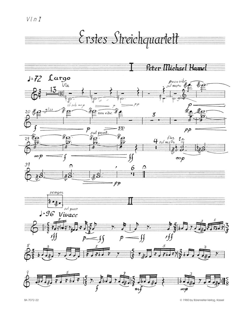 Erstes String Quartet (1980) [set of parts]