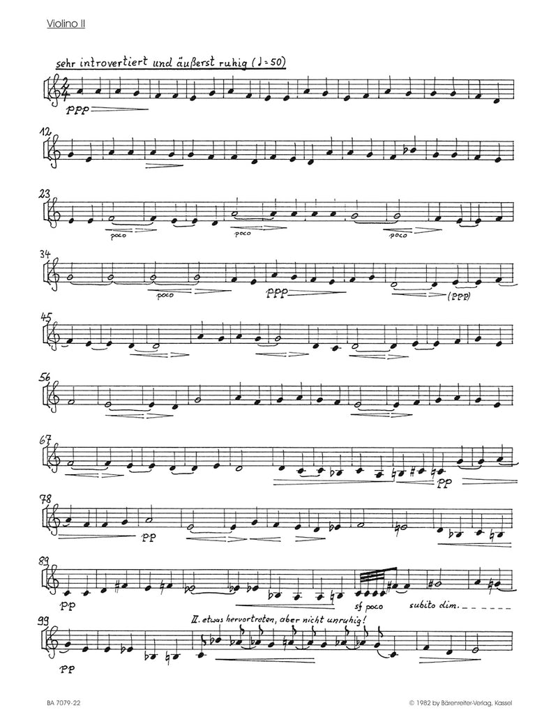 String Quartet Nr. 2 "Tempi notturni" (1979) [set of parts]