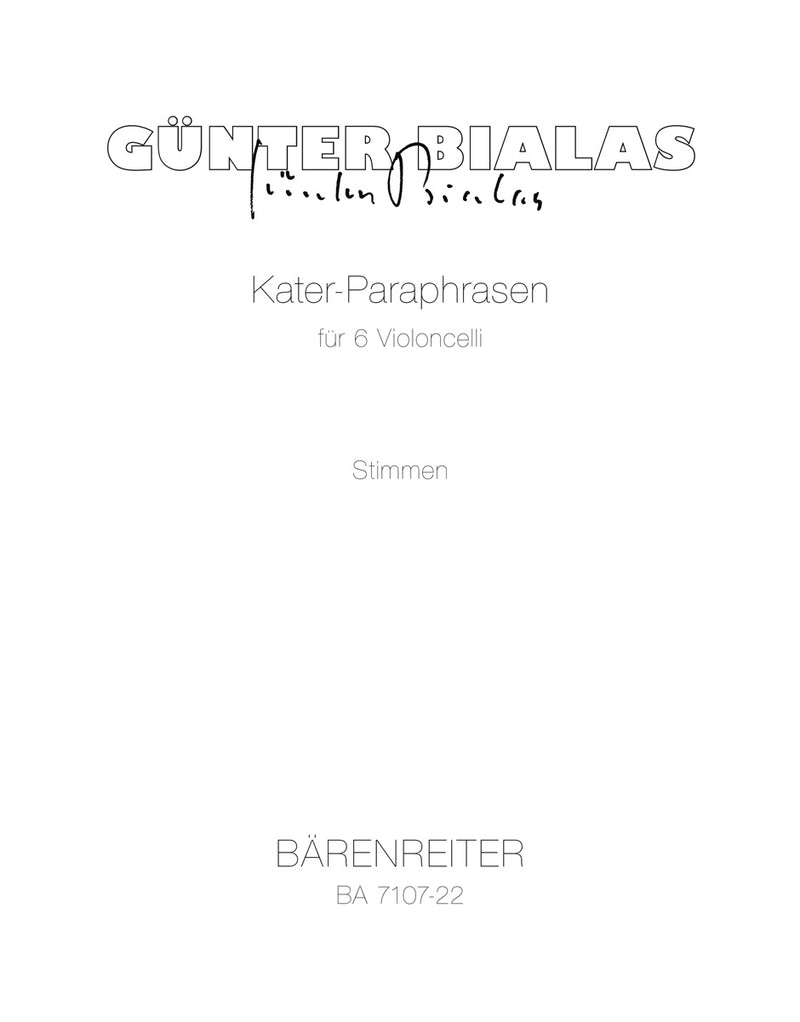 Kater-Paraphrasen (nach Motiven aus der Oper "Der Gestiefelte Kater" (1978)) [set of parts]