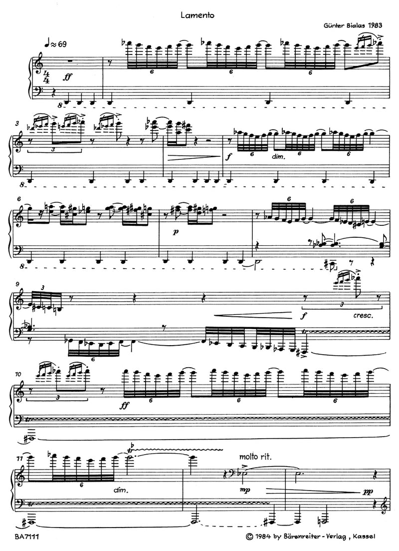 Lamento, vier Intermezzi und Marsch (1983/1986)