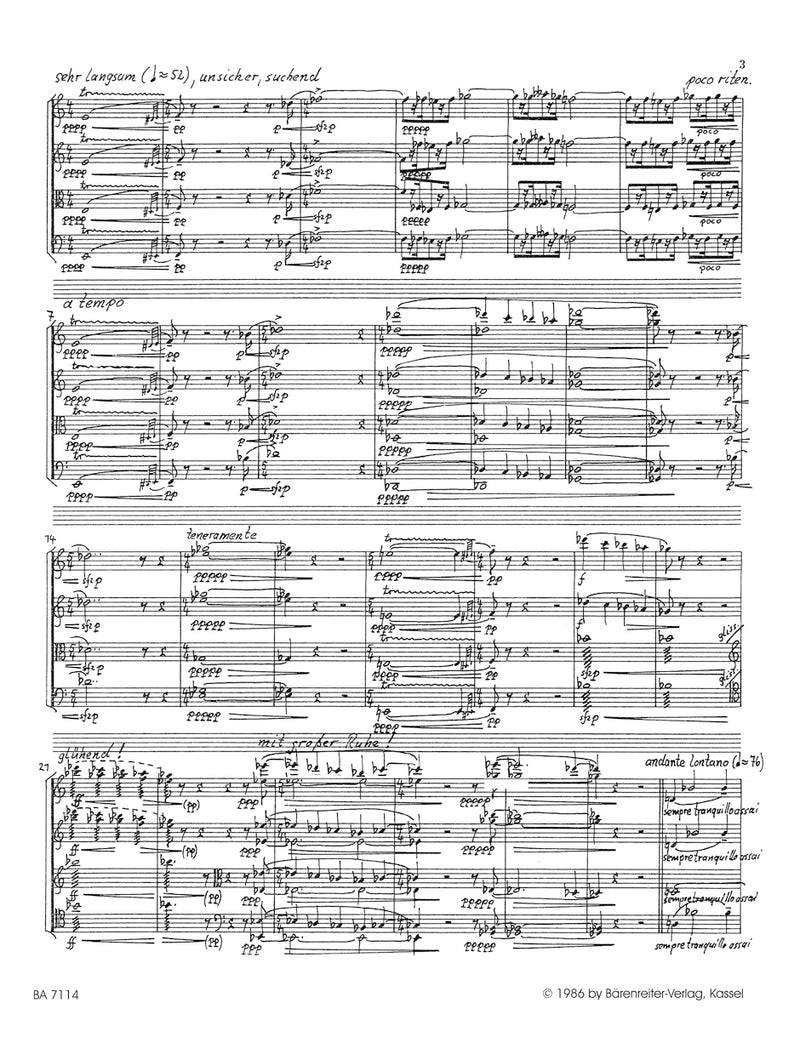 String Quartet Nr. 3 "Jagdquartett" (1983/1984) [score]