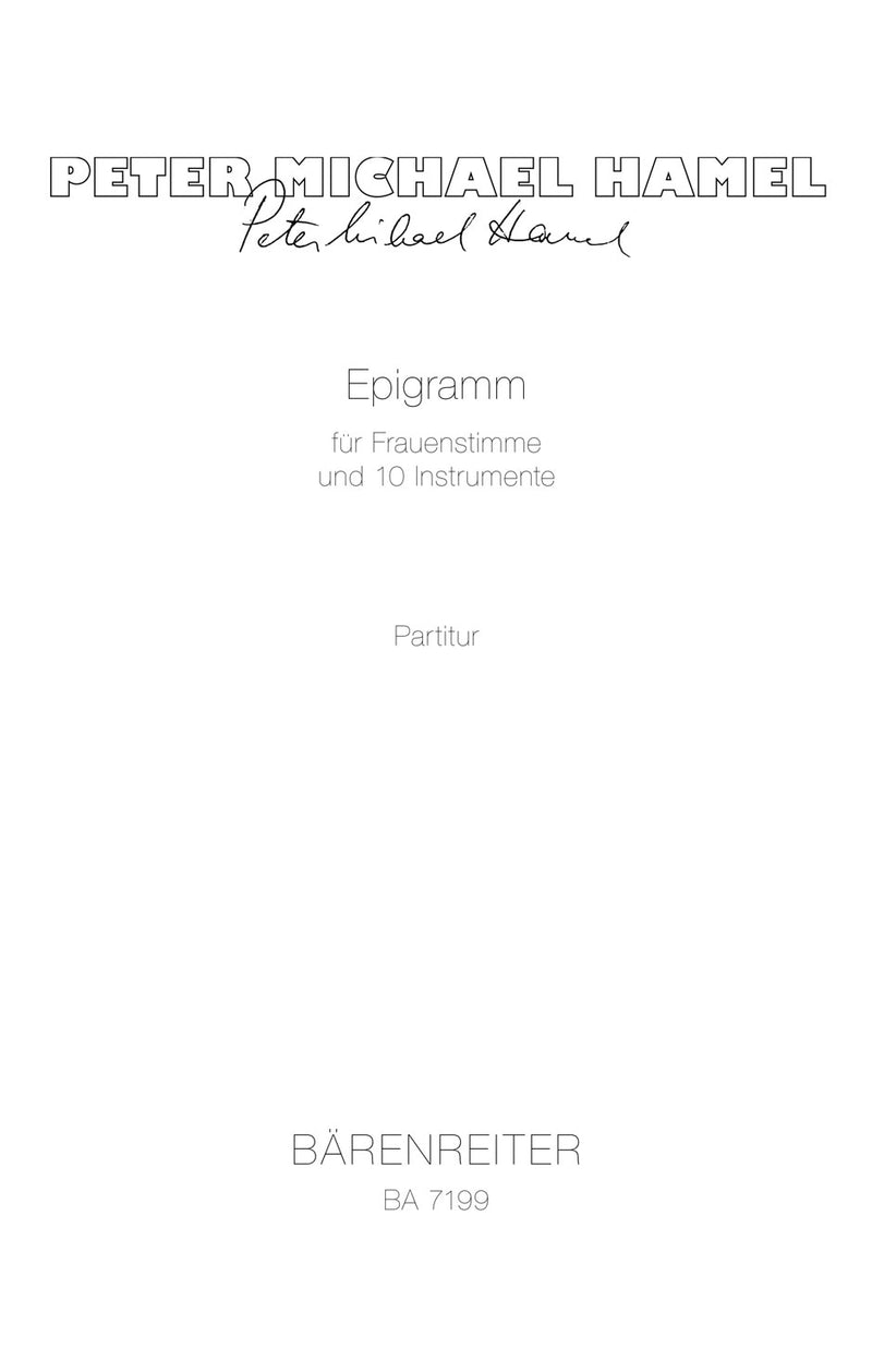Epigramm für Frauenstimme und 10 Instrumente (1989) [score]