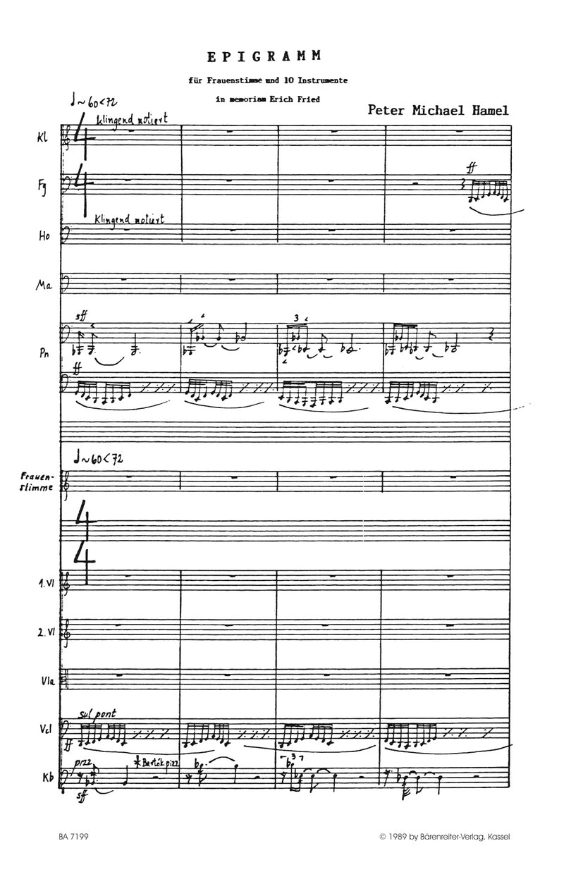 Epigramm für Frauenstimme und 10 Instrumente (1989) [score]