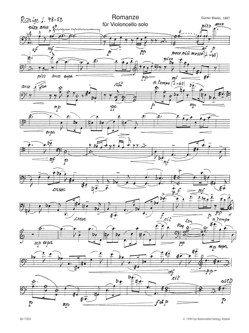 Romanze für Violoncello solo (1987)