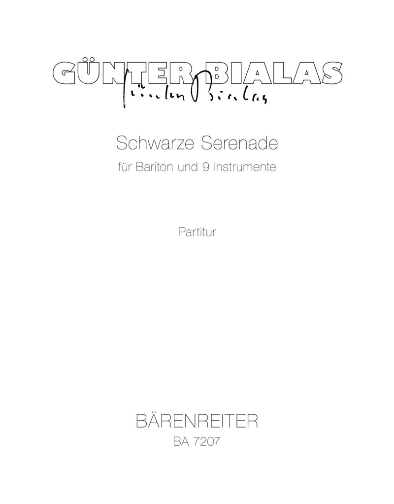 Schwarze Serenade für Bariton und 9 Instrumente (1989) [score]