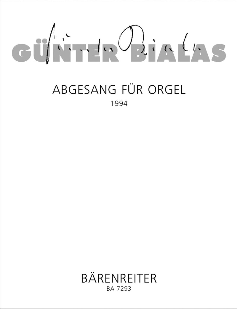 AbGesang für Orgel (1994) (after "Lamento di Orlando" for Orchestra）