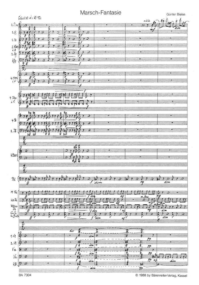 Marsch-Fantasie für großes Orchester (1987)（ポケットスコア）