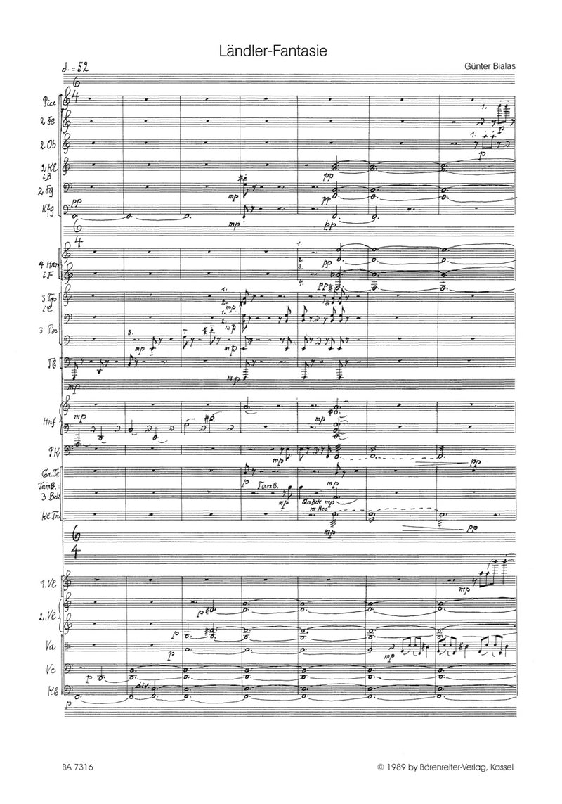 Ländler-Fantasie für Orchester (1989)（ポケットスコア）
