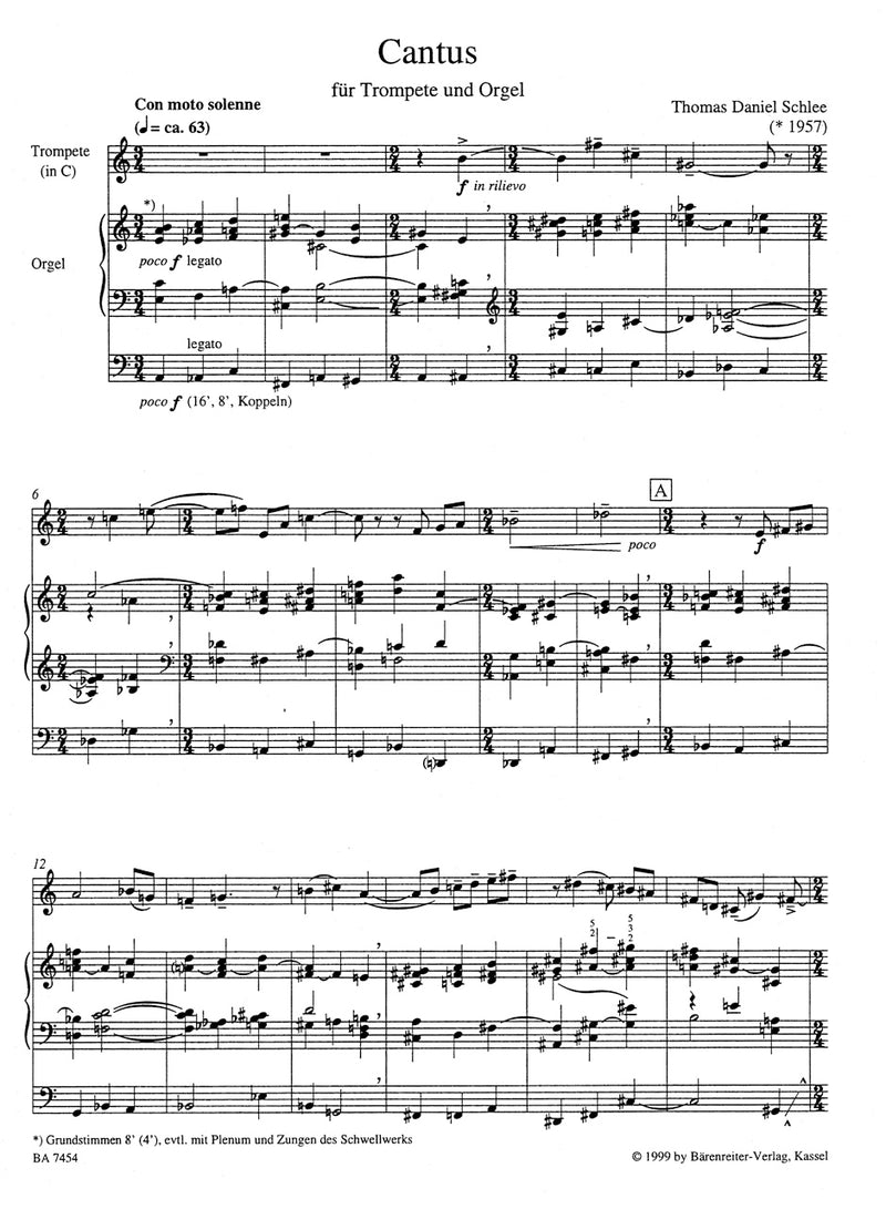 Cantus für Trompete und Orgel (1998)