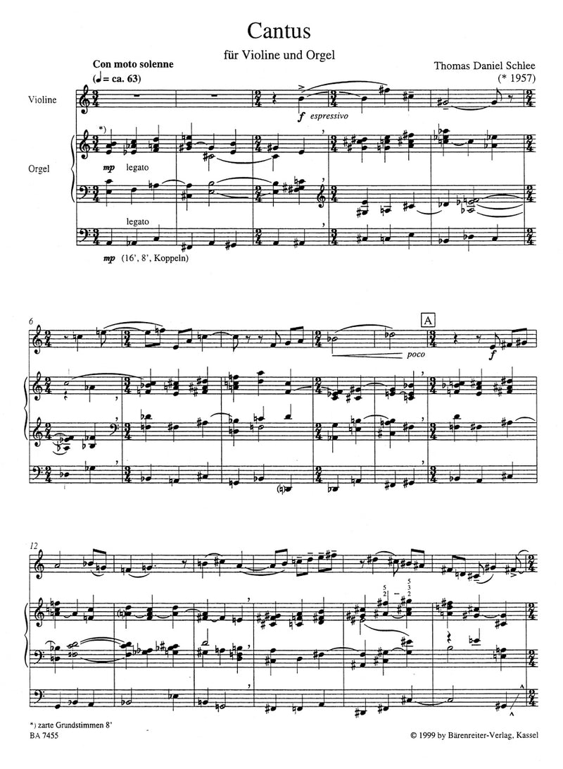 Cantus für Violine und Orgel (1998)