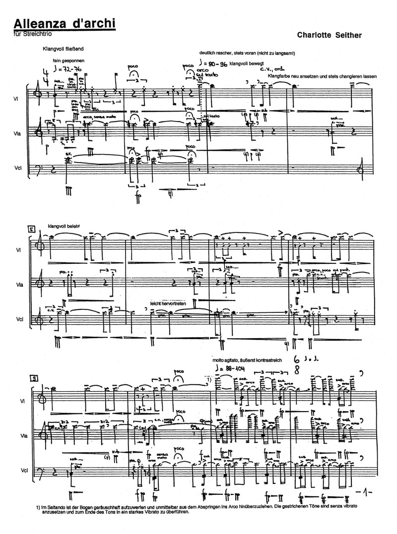 Alleanza d'archi für Violine, Viola und Violoncello (1996)