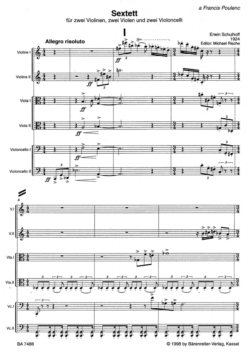 Sextett two violons, two violas und two violoncelli (1924) [score]