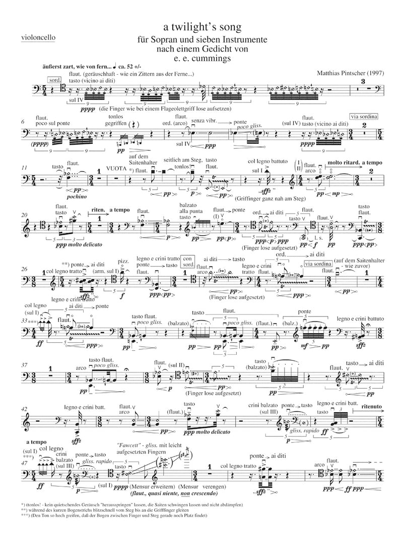 a twilight's song für Sopran und sieben Instrumente (1997) [set of parts]