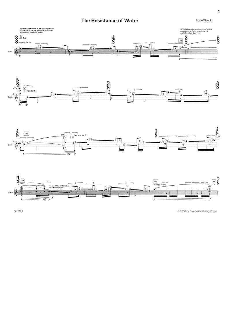 The Resistance of Water for Cor Anglais solo (1996)