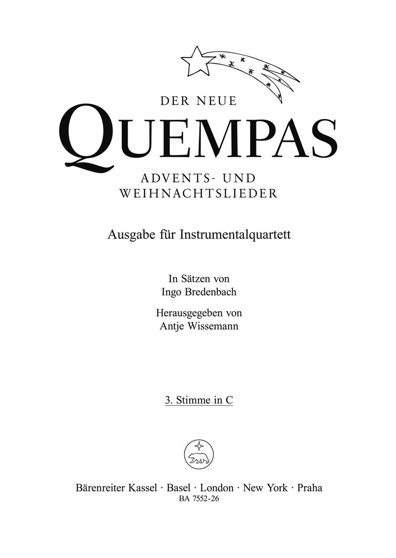 Der neue Quempas. Advents- und Weihnachtslieder (Instrumental Quartet) [Instrumental C 3 (violin clef) part]