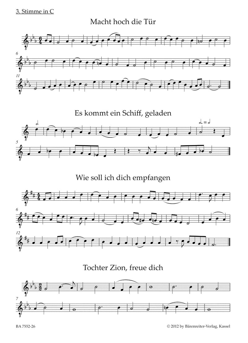 Der neue Quempas. Advents- und Weihnachtslieder (Instrumental Quartet) [Instrumental C 3 (violin clef) part]