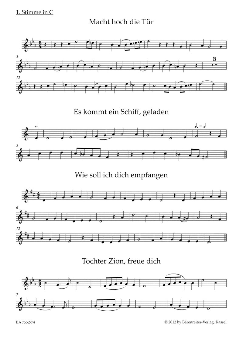 Der neue Quempas. Advents- und Weihnachtslieder (Instrumental Quartet) [Instrumental C 1 part]
