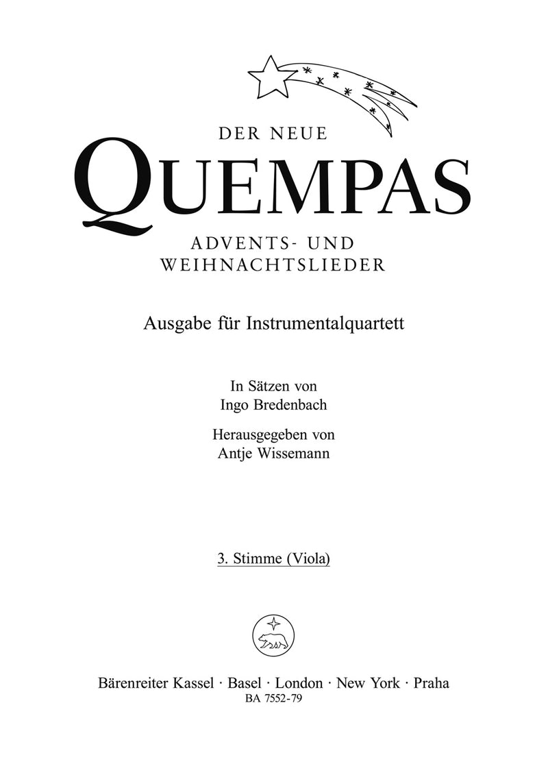 Der neue Quempas. Advents- und Weihnachtslieder (Instrumental Quartet) [Instrumental C 3 (Violaschlüssel) part]