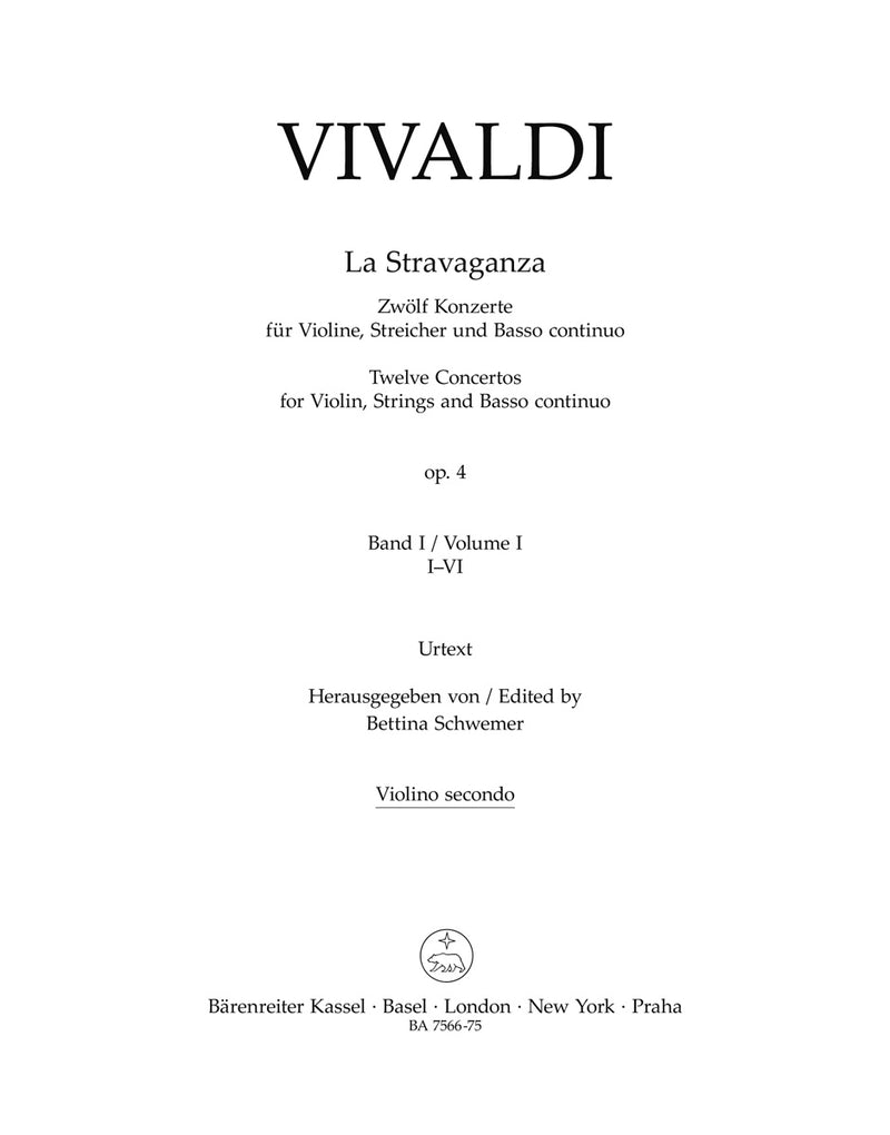 La Stravaganza op. 4: Twelve Concertos for Violin, Strings and Basso continuo, vol. 1 [violin 2 part]