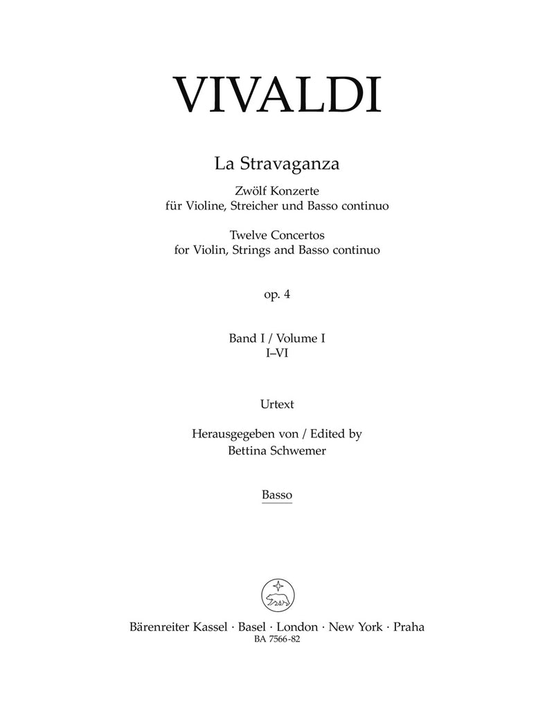 La Stravaganza op. 4: Twelve Concertos for Violin, Strings and Basso continuo, vol. 1 [Basso part]