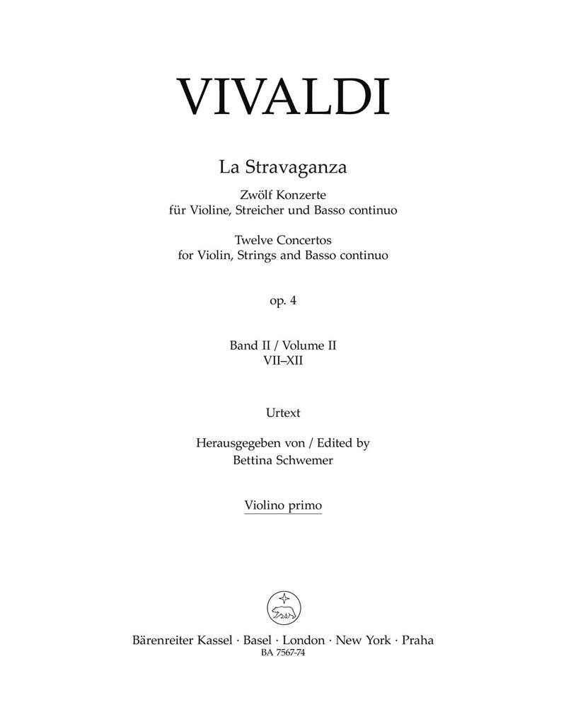 La Stravaganza op. 4: Twelve Concertos for Violin, Strings and Basso continuo, vol. 2 [violin 1 part]