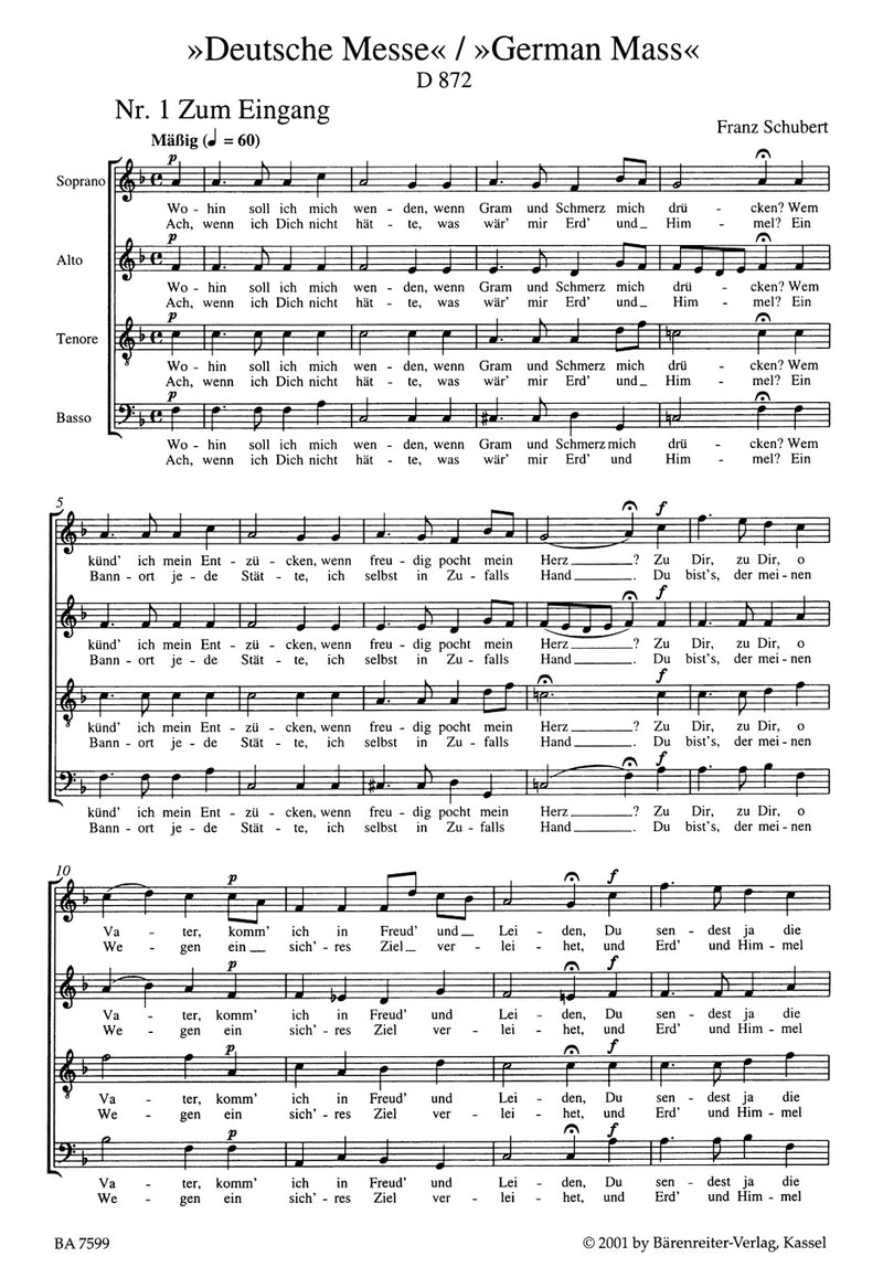 Deutsche Messe D 872 [合唱楽譜]