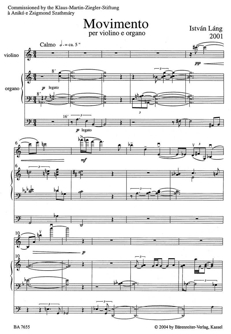 Movimento per Violino e organo (2001)
