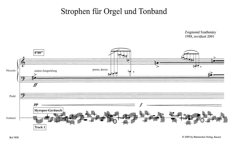 Strophen für Orgel und Tonband (1988/2001)