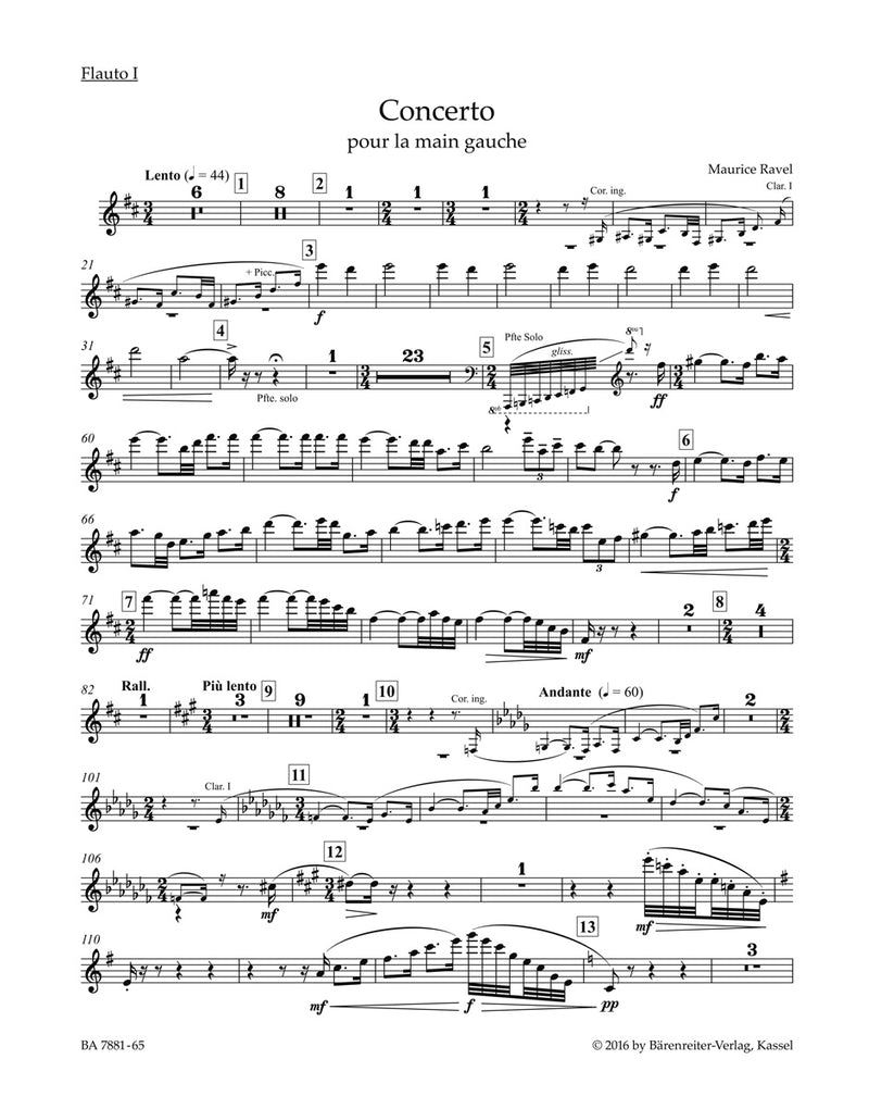 Concerto for the Left Hand for Piano and Orchestra [wind instr./timpani/5Perc part]