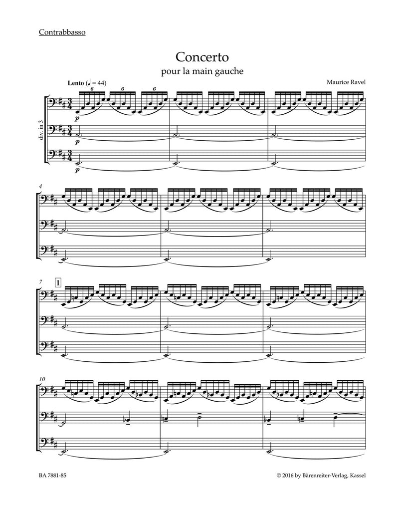 Concerto for the Left Hand for Piano and Orchestra [double bass part]