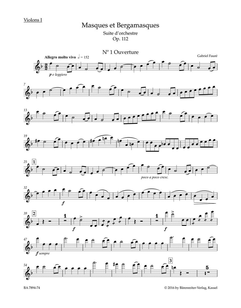 Masques et Bergamasques op. 112 [violin 1 part]