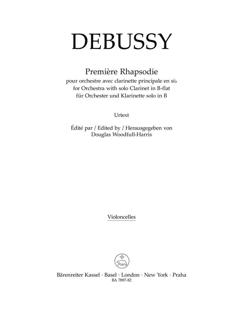 Première Rhapsodie for Orchestra with Solo Clarinet in B-flat [cello part]